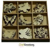CraftEmotions Houten ornamenten Botanical - Vlinders 45 assorti  - 2,5 tot 3 cm groot