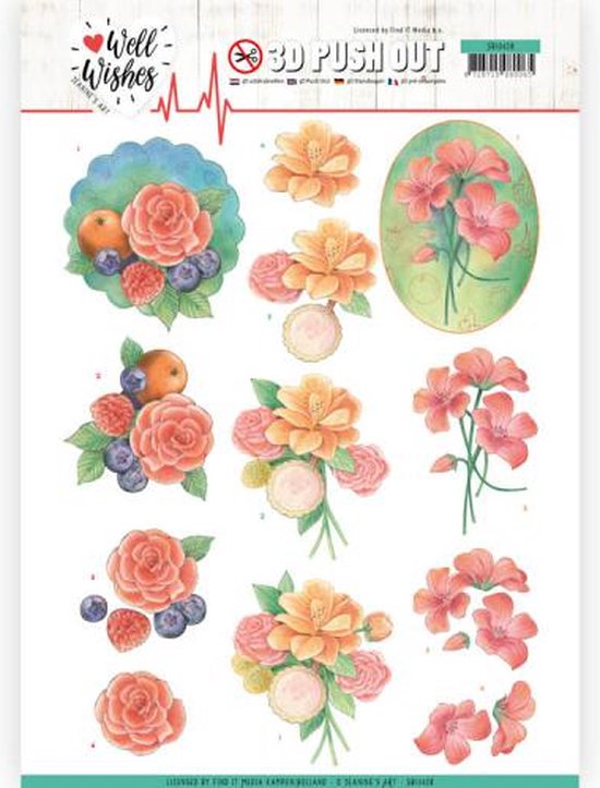 A Bunch of Flowers Well Wishes 3D Push-Out Sheet by Jeanine's Art