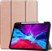 iPad Hoes voor Apple iPad Pro 2021 Hoes Cover - 11 inch - Tri-Fold Book Case - Apple Pencil Houder - Rose Goud