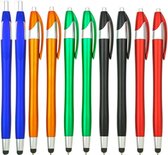 10 Stuks - Stylus Pen voor tablet en smartphone - Stylus en Balpen in Ã©Ã©n - Mix van kleuren