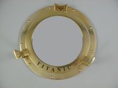 Spiegel - Titanic Patrijspoort - Messing gekleurd, maritiem - 29 cm hoog