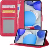 Samsung A42 Hoesje Book Case Hoes - Samsung Galaxy A42 Hoesje Case Portemonnee Cover - Samsung A42 Hoes Wallet Case Hoesje - Donker Roze