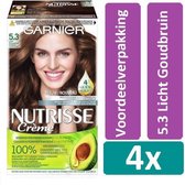 Garnier Nutrisse Crème Haarverf  5.3 Licht Goudbruin 4 stuks Voordeelverpakking