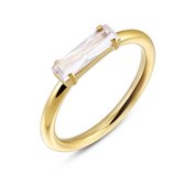 Twice As Nice Ring in goudkleurig edelstaal, baguette, wit kristal  58