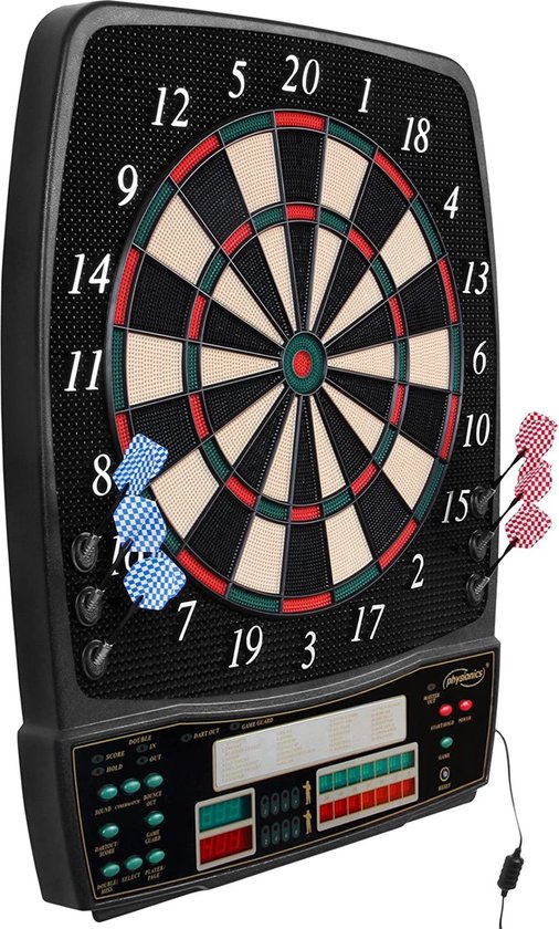 Trend24 Elektronisch dartbord - Dartspel - LED-display - 28 spellen - 100 reserve pijlpunten - 8 spelers - Physionics