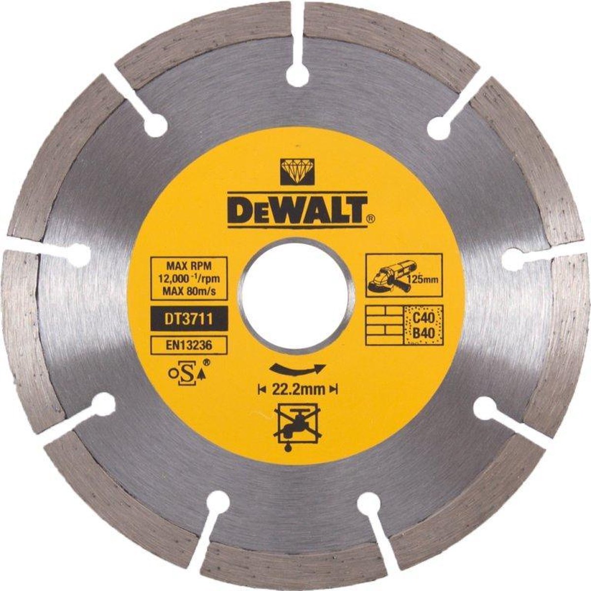 DeWalt DT3711 Diamantdoorslijpschijf - 125 x 22,23 x 1,8mm - beton - steen - DeWalt