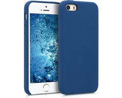 kwmobile telefoonhoesje geschikt voor Apple iPhone SE (1.Gen 2016) / iPhone 5 / iPhone 5S - Hoesje met siliconen coating - Smartphone case in marineblauw