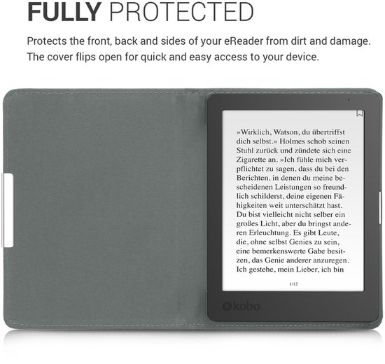 kwmobile hoes geschikt voor Kobo Aura Edition 1 - Canvas beschermhoes in antraciet / zwart - Voor e-reader van Merkloos — afbeelding 3
