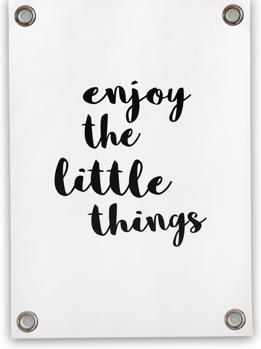Villa Madelief Tuinposter Enjoy Little Things - 70x100cm - Vinyl - Tuindecoratie - Tuinschilderij - Schuttingposter - Tuindoek - Buitenposter voor in de tuin - Waterafstotend - Quote Collectie