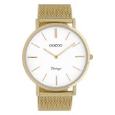 OOZOO Vintage series - Gouden horloge met gouden metalen mesh armband - C9908 - Ø44
