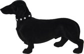 Clayre & Eef Decoratie Beeld Hond 22*8*14 cm Zwart Synthetisch Decoratief Figuur Decoratieve Accessoires Woonaccessoires