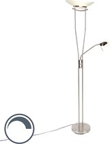 Bol.com QAZQA Lexus Vloerlamp - Met leeslamp - 1 lichts - H 1800 mm - Staal aanbieding