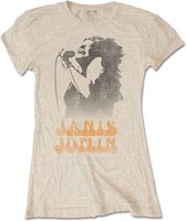Janis Joplin Dames Tshirt -XL- Working The Mic Creme