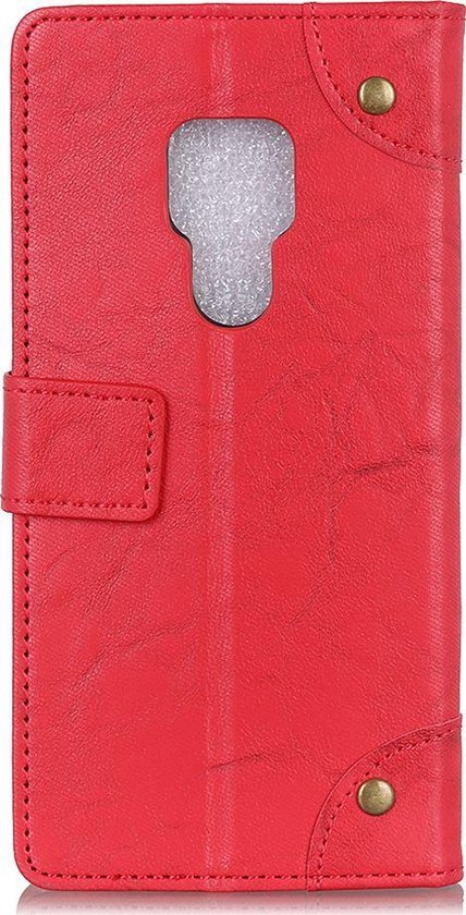 Coque Motorola Moto G9 Play - Mobigear - Série Ranch - Bookcase en similicuir - Rouge - Coque adaptée pour Motorola Moto G9 Play