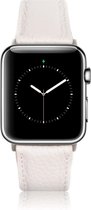 Geschikt voor Apple Watch Bandje - Harbor Grijs Leer - Roma - 42/44/45mm - Black Connectors - Oblac®