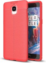 Voor OnePlus 3 / 3T Litchi Texture TPU beschermhoes (rood)