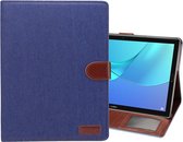 dibase voor Huawei MediaPad M5 10,8 inch Cowboy lederen tas Surface PU lederen tas met houder & kaartsleuven & portemonnee (donkerblauw)
