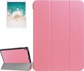 Voor iPad Pro 10,5 inch PU Litchi Texture 3-vouwbare Smart Case Clear Back Cover met houder (roze)