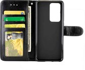 Voor Huawei P40 Crazy Horse Texture Leather Horizontale Flip beschermhoes met houder & kaartsleuven & portemonnee & fotolijst (zwart)