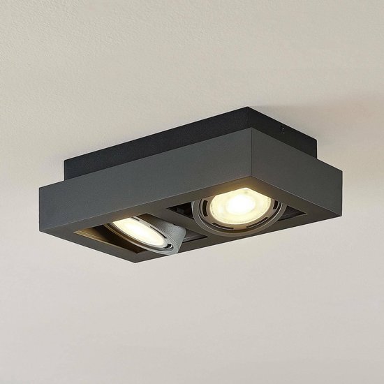 Arcchio - Plafonnier LED - 2 lumières - aluminium, métal - H: 9 cm - GU10 - gris foncé - Sources lumineuses incluses