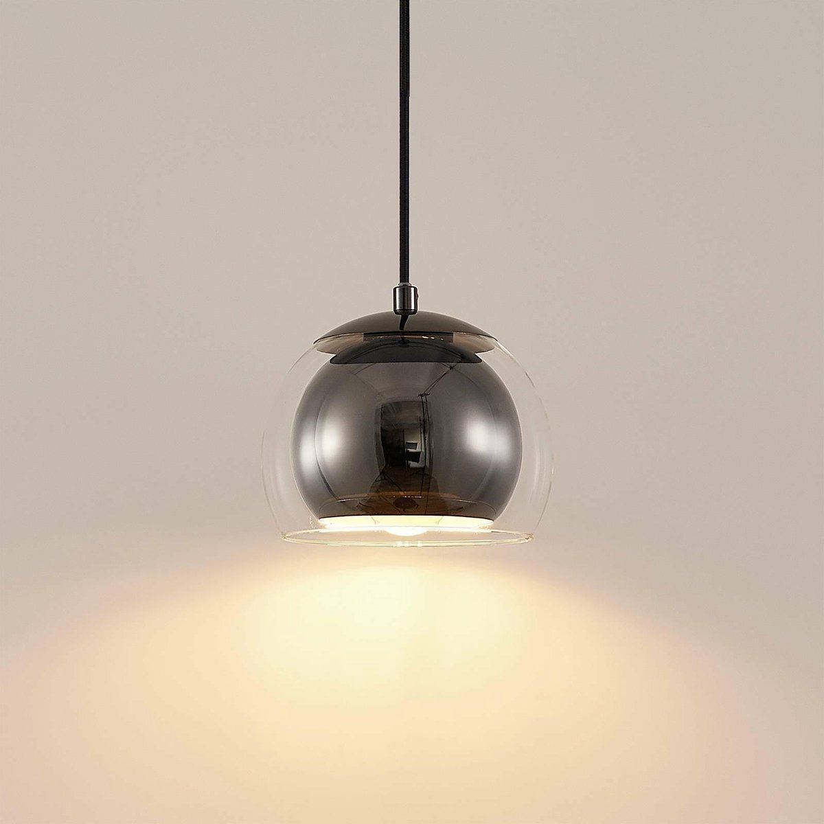 Lindby - hanglamp - 1licht - ijzer, glas - E27 - zwart