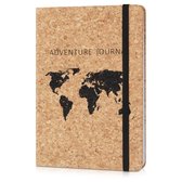 Navaris notitieboek van kurk met lijntjes - Notebook met elastieken sluiting, binnenvak en bladwijzer - 18 x 13 cm - 100 bladzijden - Wereldkaart