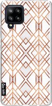 Casetastic Samsung Galaxy A42 (2020) 5G Hoesje - Softcover Hoesje met Design - Copper Geo Print