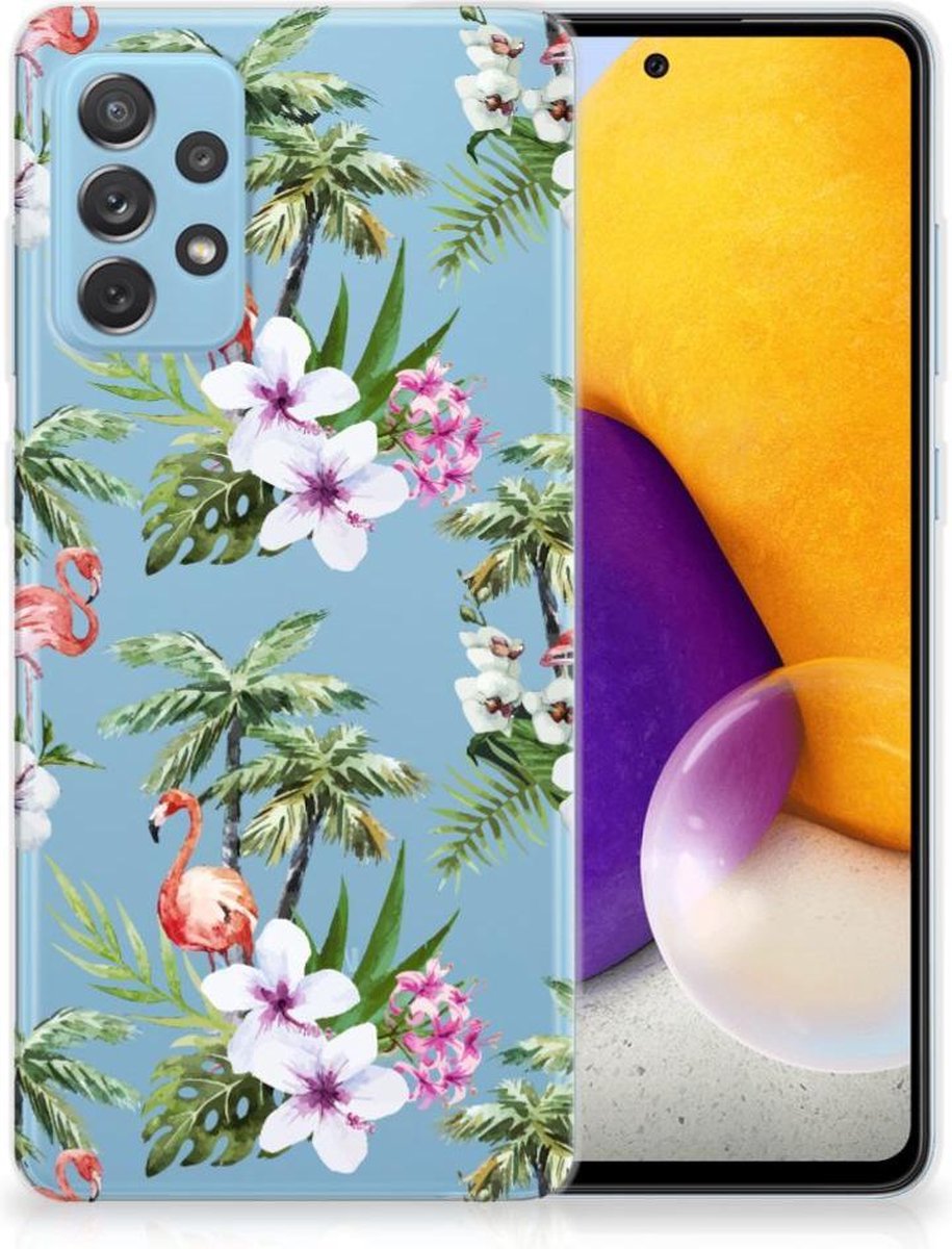 Samsung Galaxy A72 TPU Hoesje Flamingo Palms