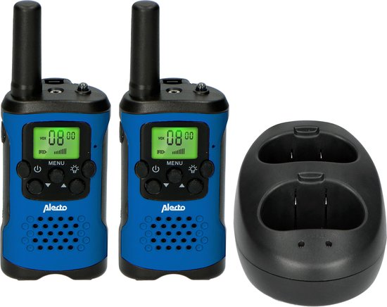 Alecto fr175bw walkie talkie voor kinderen en volwassenen set van 2 stuks bereik tot 7 km blauw-zwart