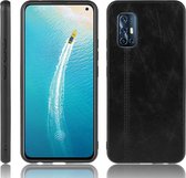 Voor Vivo V17 India schokbestendig naaien koe patroon huid PC + PU + TPU Case (zwart)