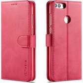 Voor Huawei P smart / Enjoy 7S LC.IMEEKE kalfsleer Horizontale flip lederen tas, met houder & kaartsleuven & portemonnee (rose rood)