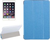 Zijdestructuur Horizontale Flip Leather Case met Three-Folding Holder voor iPad mini 4 (Blauw)