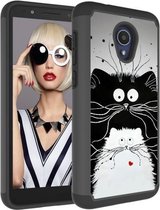 Gekleurd tekeningpatroon PC + TPU beschermhoes voor Alcatel 1X (zwarte en witte katten)