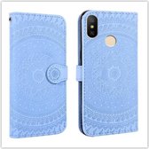 Voor Xiaomi Redmi Note7 Pressed Printing Pattern Horizontale Flip PU Leather Case, met houder & kaartsleuven & portemonnee & & Lanyard (blauw)