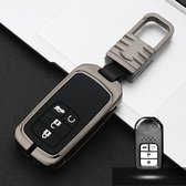 Auto Lichtgevende All-inclusive Zinklegering Sleutel Beschermhoes Sleutel Shell voor Honda E Stijl Smart 4-knop (Gun Metal)