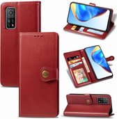 Voor Geschikt voor Xiaomi Mi 10T / Redmi K30S Retro effen kleur lederen gesp telefoonhoes met lanyard & fotolijst & kaartsleuf & portemonnee & standaardfunctie (rood)