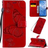 Voor Xiaomi Mi 10 5G / Mi 10 Pro 5G 3D Vlinders Embossing Patroon Horizontale Flip Leren Case met Houder & Kaartsleuf & Portemonnee & Lanyard (Rood)