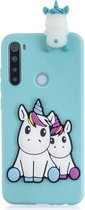 Voor Xiaomi Redmi Note 8T schokbestendig 3D liggend Cartoon TPU beschermhoes (paar eenhoorn)