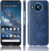 Voor Nokia 8.3 Shockproof Litchi Texture PC + PU Case (Blauw)