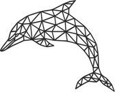 Hout-Kado - Dolfijn - Small - Zwart - Geometrische dieren en vormen - Hout - Lasergesneden- Wanddecoratie