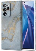 Voor Samsung Galaxy Note20 Ultra TPU Gilt Marble Pattern beschermhoes (lichtblauw)