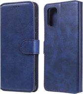 Voor Samsung Galaxy M51 Aan de zijkant gemonteerde vingerafdruk Klassieke kalfsstructuur PU + TPU Horizontale flip lederen tas, met houder & kaartsleuven en portemonnee (blauw)