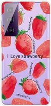 Voor Samsung Galaxy S21 + 5G Gekleurd tekeningpatroon Zeer transparant TPU beschermhoes (Love Strawberry)