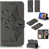 Veerpatroon Litchi Texture Horizontale Flip Leren Case met Portemonnee & Houder & Kaartsleuven voor Galaxy J4 + (Grijs)