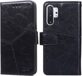 Voor Samsung Galaxy Note10 Geometrische stiksels Horizontale Flip TPU + PU lederen tas met houder & kaartsleuven & portemonnee (zwart)