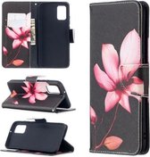 Voor Samsung Galaxy A02s (EU-versie) Gekleurde tekening patroon Horizontale flip lederen tas met houder & kaartsleuven & portemonnee (Lotus)