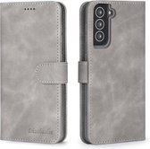 Voor Samsung Galaxy S21 Ultra 5G Diaobaolee Pure Fresh Texture Horizontale Flip Leather Case (Grijs)