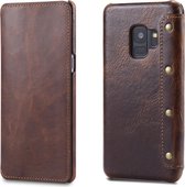 Voor Galaxy S9 denior olie wax koeienhuid eenvoudige horizontale flip lederen tas met kaartsleuven en portemonnee (bruin)