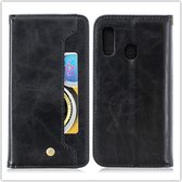 Voor Galaxy A40 koperen gesp nappa textuur horizontale flip lederen tas, met houder en kaartsleuven en portemonnee (zwart)