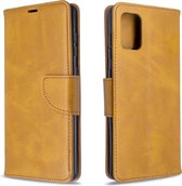 Voor Galaxy A71 retro lamsvacht textuur pure kleur horizontale flip pu lederen case met houder & kaartsleuven & portemonnee & lanyard (geel)